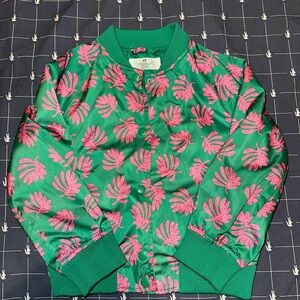 H&M Kids Green Jacket with Pink Leaf Pattern